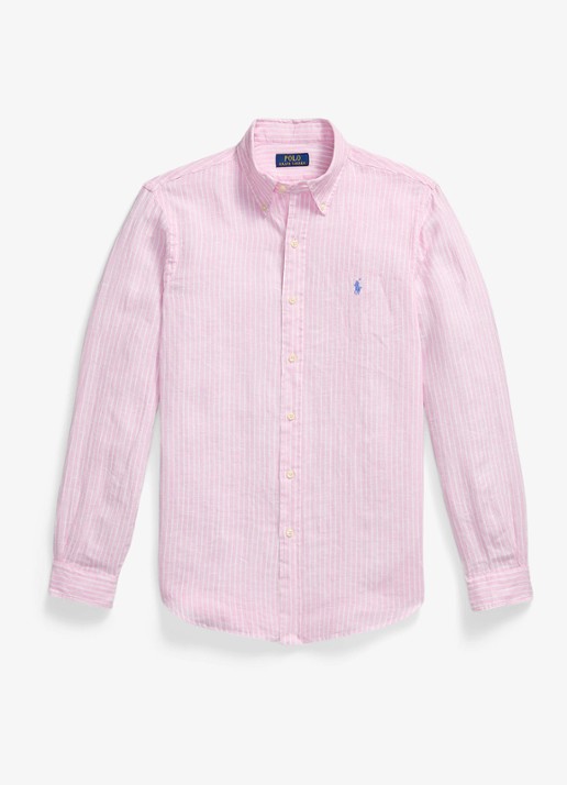 Ralph Lauren Regular fit overhemd van linnen met streepprint - voorkant 7188c pink white-zyk8