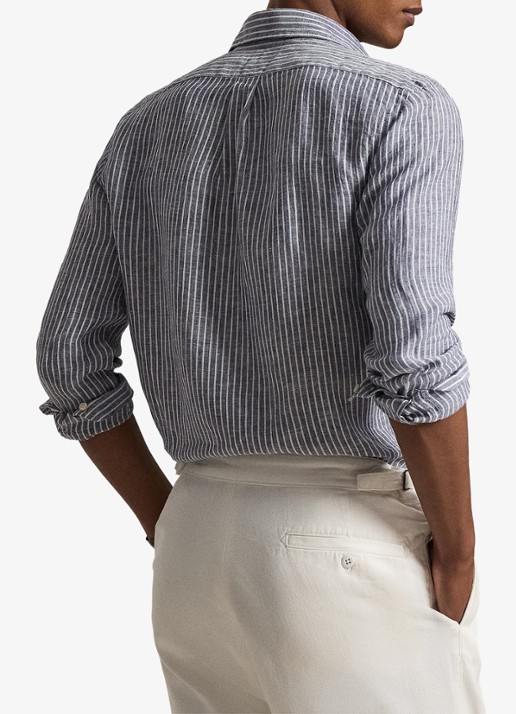 Ralph Lauren Regular fit overhemd van linnen met streepprint - achterkant 2 new classic navy white