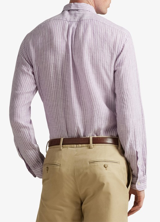 Ralph Lauren Regular fit overhemd van linnen met streepprint - achterkant 3 7188d lavender white-zykb