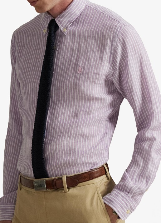 Ralph Lauren Regular fit overhemd van linnen met streepprint - detail 5 7188d lavender white-zykb