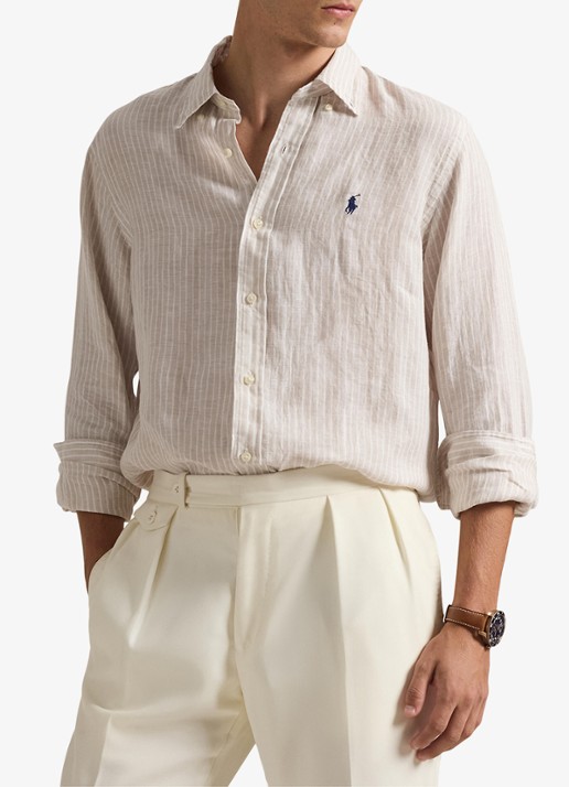 Ralph Lauren Regular fit overhemd van linnen met streepprint