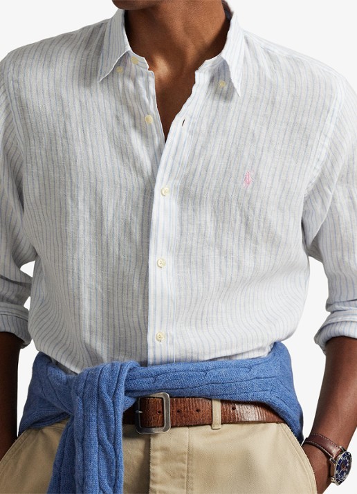 Ralph Lauren Regular fit overhemd van linnen met streepprint - detail 2 7188a white blue-zyk9