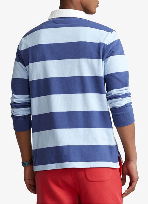 Ralph Lauren Regular fit polo met logo en streepprint - achterkant light navy/office blue / blauw