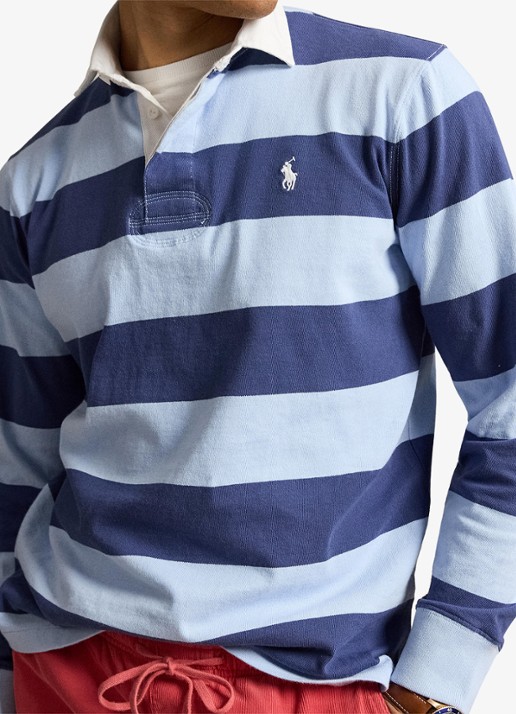Ralph Lauren Regular fit polo met logo en streepprint - detail 3 light navy/office blue / blauw