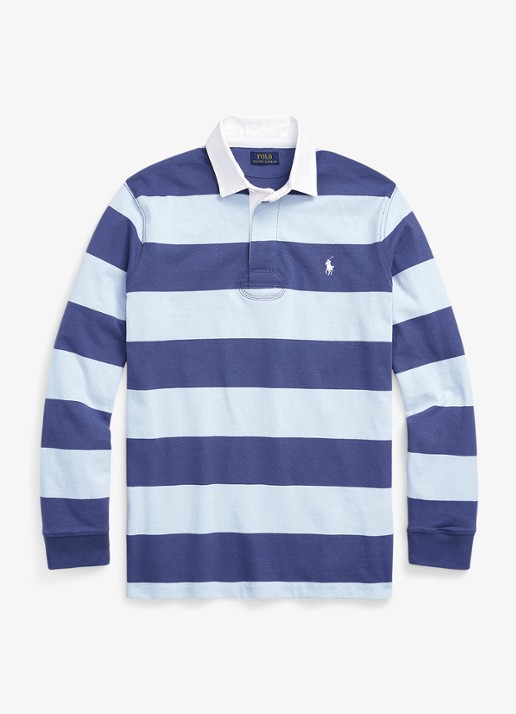 Ralph Lauren Regular fit polo met logo en streepprint - voorkant 4 light navy/office blue / blauw