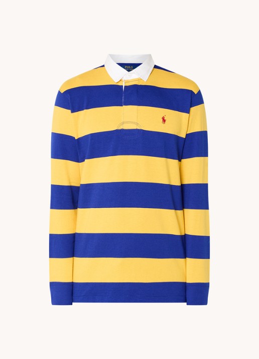 Ralph Lauren Regular fit polo met logo en streepprint - voorkant 2 lichtgeel
