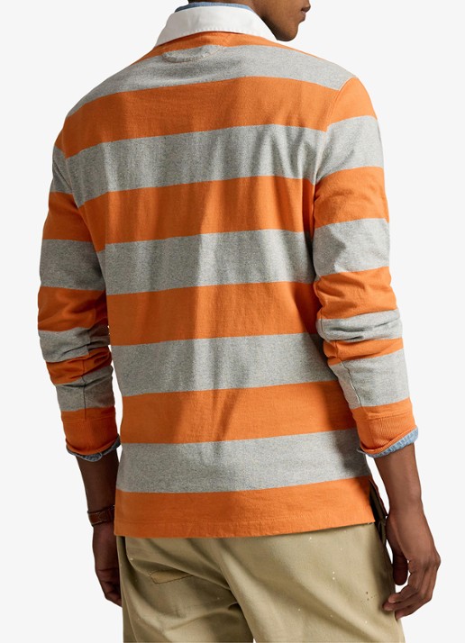 Ralph Lauren Regular fit polo met logo en streepprint - achterkant 3 bedford orange / oranje