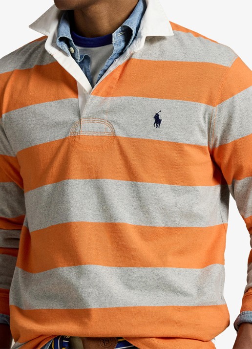 Ralph Lauren Regular fit polo met logo en streepprint - detail 5 bedford orange / oranje