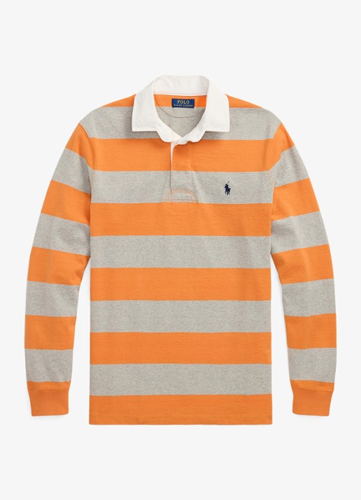 Ralph Lauren Regular fit polo met logo en streepprint - voorkant bedford orange / oranje