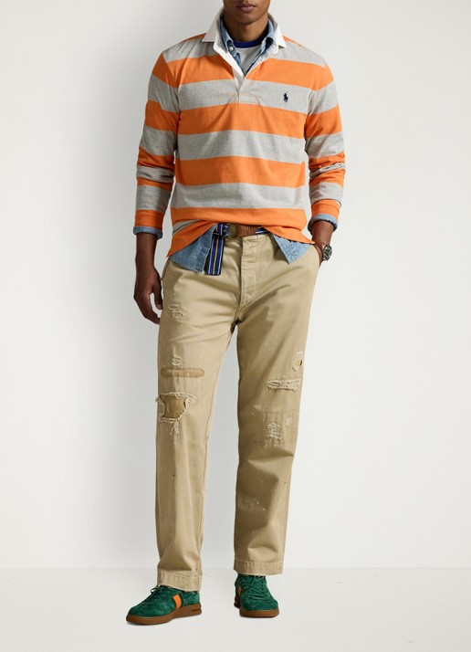 Ralph Lauren Regular fit polo met logo en streepprint - voorkant 2 bedford orange / oranje