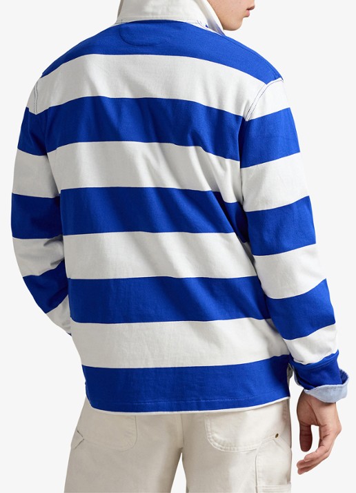 Ralph Lauren Regular fit polo met logo en streepprint - achterkant donkerblauw