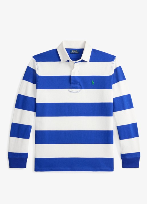 Ralph Lauren Regular fit polo met logo en streepprint - voorkant 4 donkerblauw