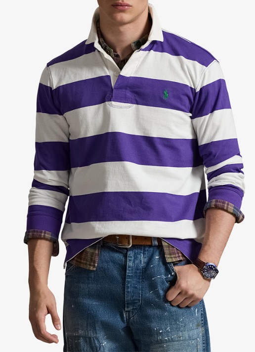 Ralph Lauren Regular fit polo met logo en streepprint - detail 4 paars