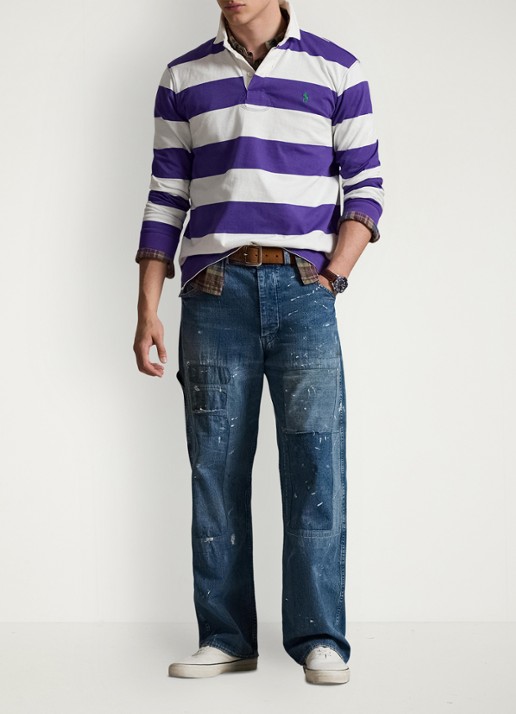 Ralph Lauren Regular fit polo met logo en streepprint - voorkant 3 paars