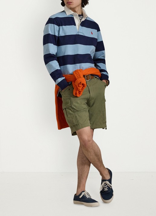Ralph Lauren Regular fit polo met logo en streepprint - detail powder blue