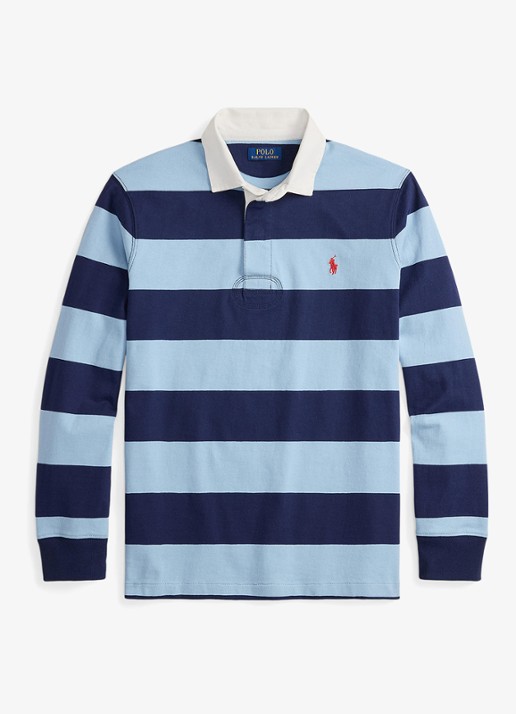 Ralph Lauren Regular fit polo met logo en streepprint - voorkant 3 powder blue