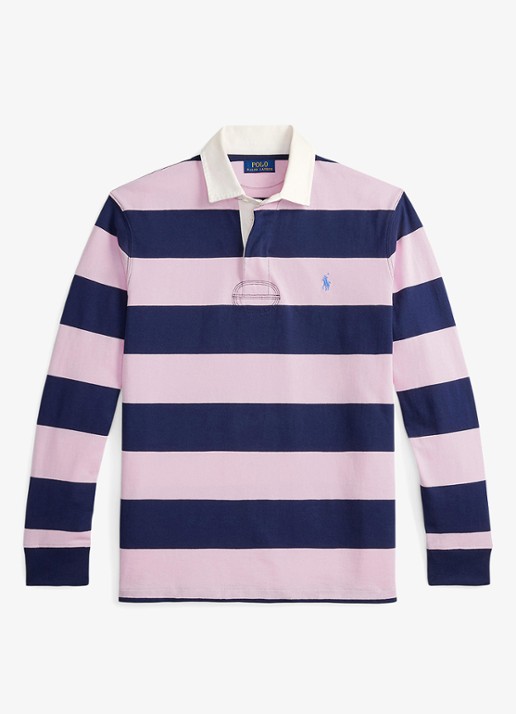 Ralph Lauren Regular fit polo met logo en streepprint - voorkant carmel pink