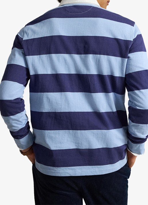 Ralph Lauren Regular fit polo met logo en streepprint - achterkant 3 chmry blu/bthus nvy / donkerblauw
