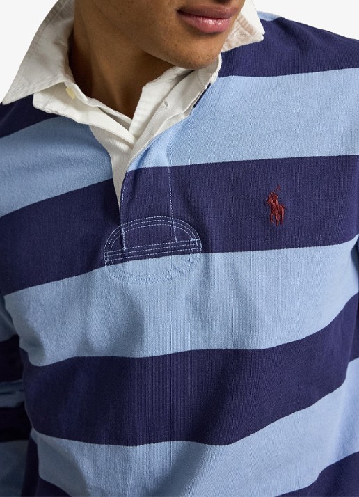 Ralph Lauren Regular fit polo met logo en streepprint - detail 2 chmry blu/bthus nvy / donkerblauw