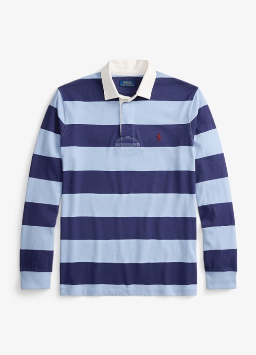 Ralph Lauren Regular fit polo met logo en streepprint - voorkant 4 chmry blu/bthus nvy / donkerblauw