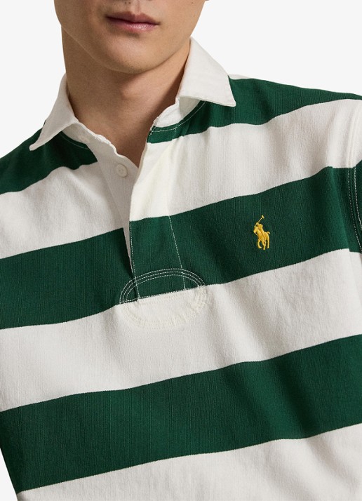 Ralph Lauren Regular fit polo met logo en streepprint - detail 4 trphy crm/nw forest / groen