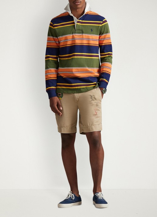 Ralph Lauren Regular fit polo met streepprint - voorkant 2 supply olive multi-3fjr