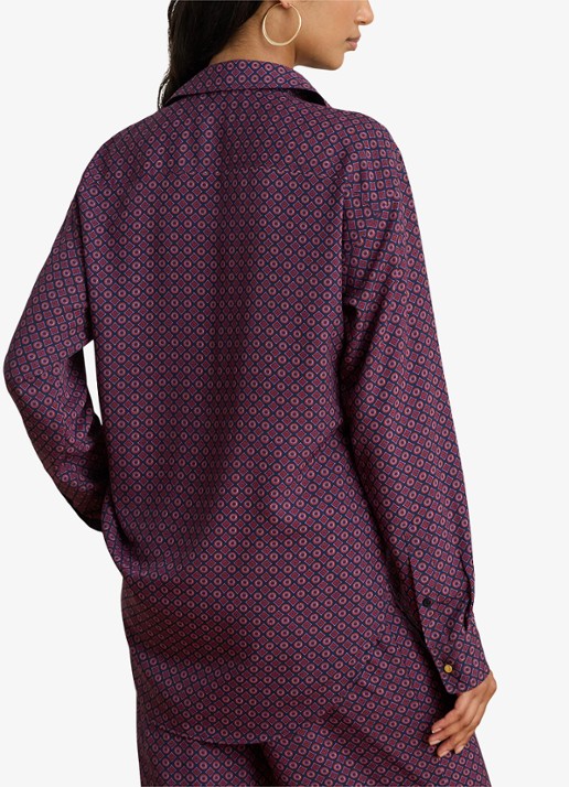 Ralph Lauren Relaxed fit blouse met grafische print - achterkant 3 navy multi / donkerrood