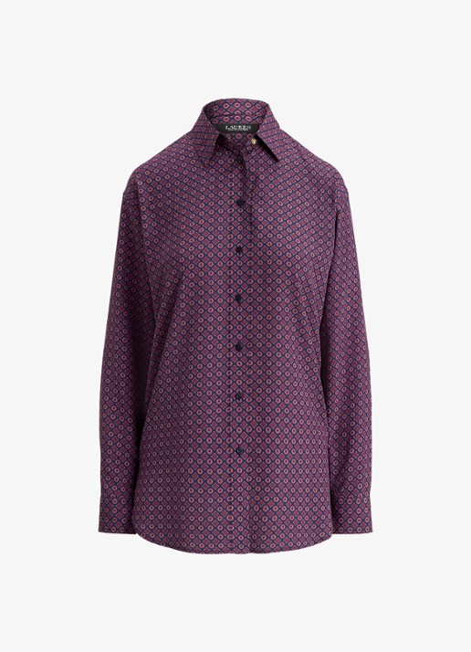 Ralph Lauren Relaxed fit blouse met grafische print - voorkant navy multi / donkerrood