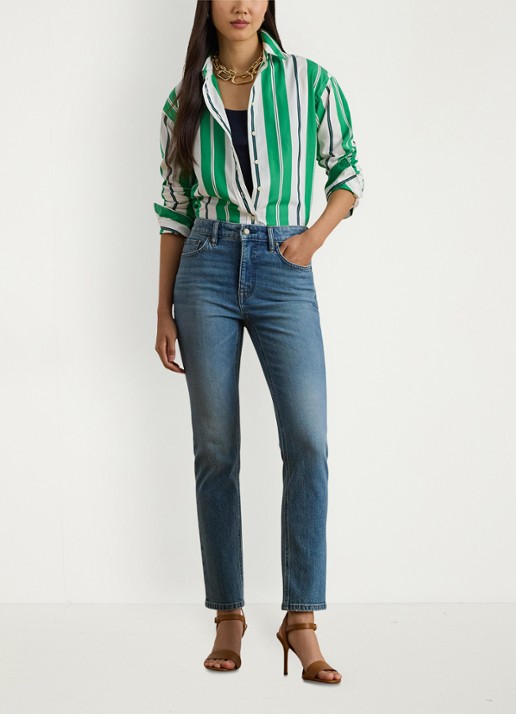 Ralph Lauren Relaxed fit blouse met streepprint - voorkant 3 green, blue, white / groen, blauw, wit