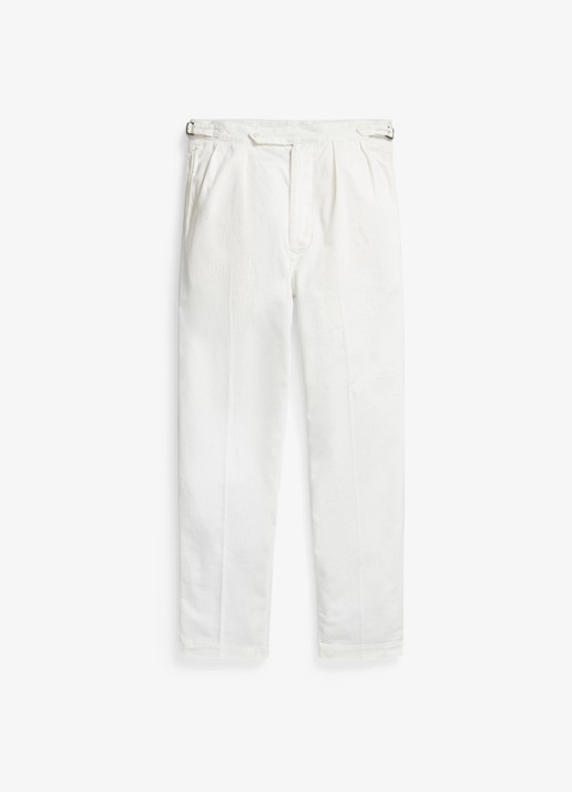 Ralph Lauren Relaxed fit chino met plooidetails - voorkant 3 deckwash white / wit