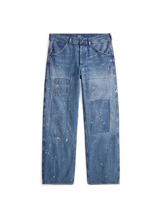 Ralph Lauren Relaxed fit jeans met patchwork - voorkant 4 huddlestone / indigo