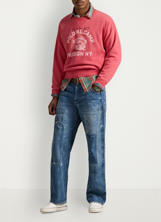 Ralph Lauren Relaxed fit jeans met patchwork - voorkant 5 huddlestone / indigo