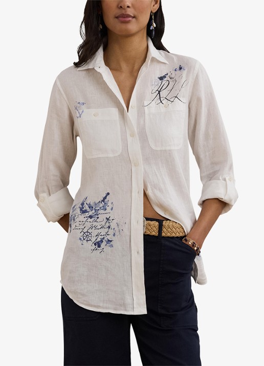 Ralph Lauren Relaxed fit overhemd met oprolbare mouw - detail 4 white / wit