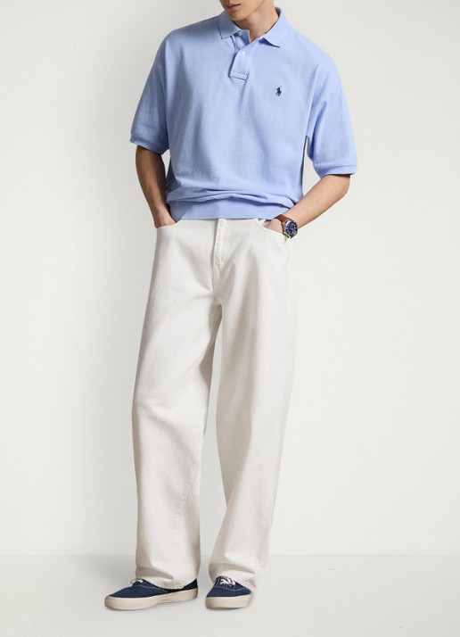 Ralph Lauren Relaxed fit polo met logo - voorkant 4 pebble blue / blauw
