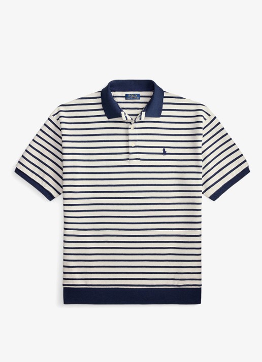 Ralph Lauren Relaxed fit polo met streepprint - voorkant 4 nevis/newport navy / donkerblauw