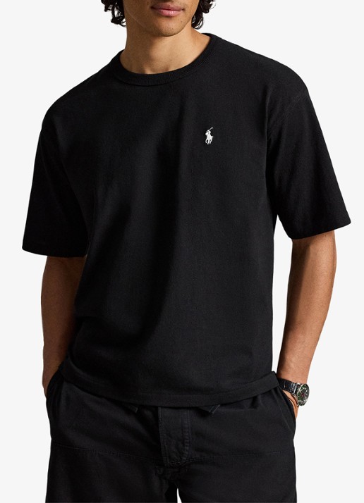 Ralph Lauren Relaxed fit T-shirt met ronde hals - voorkant 2 polo black / zwart