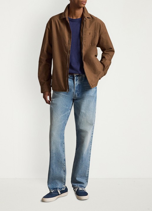 Ralph Lauren Relaxed Oxford overshirt met ritssluiting - detail 4 chestnut / lichtbruin
