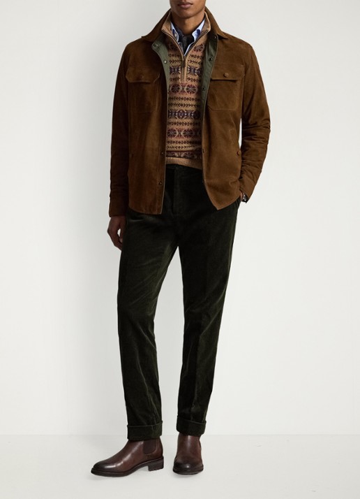 Ralph Lauren Reversible jack van suède - detail 2 smith brown/turf olive / bruin