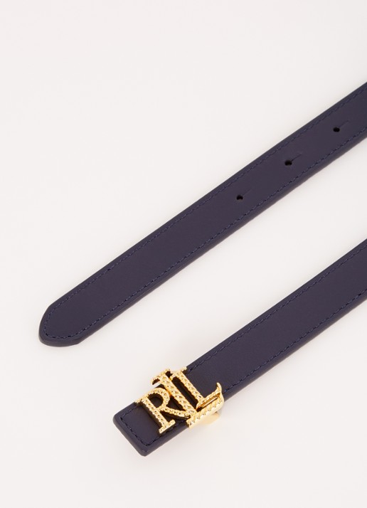 Ralph Lauren Reversible riem van leer met logo - detail roodbruin