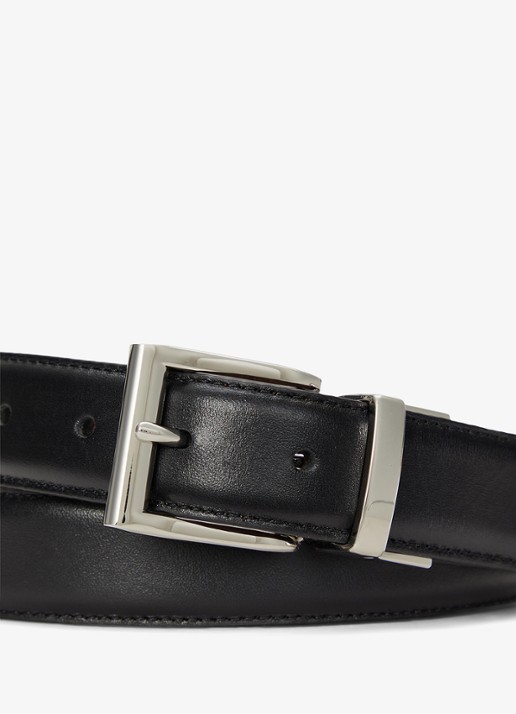 Ralph Lauren Reversible riem van leer - detail blk/brown / zwart