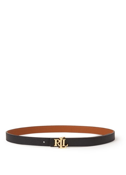 Ralph Lauren Reversible riem van leer - voorkant zwart