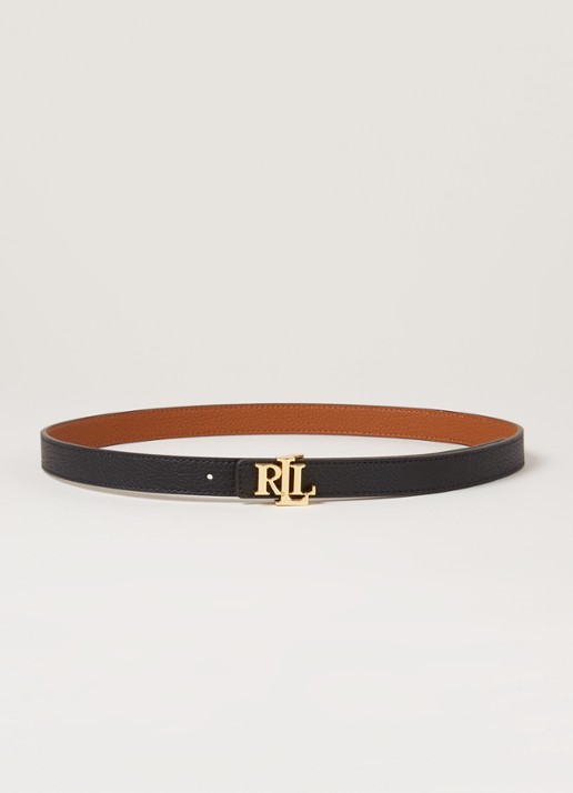 Ralph Lauren Reversible riem van leer - voorkant 2 zwart