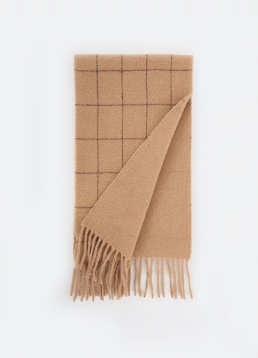 Ralph Lauren Reversible sjaal in wolblend 168 x 25 cm - voorkant 3 camel