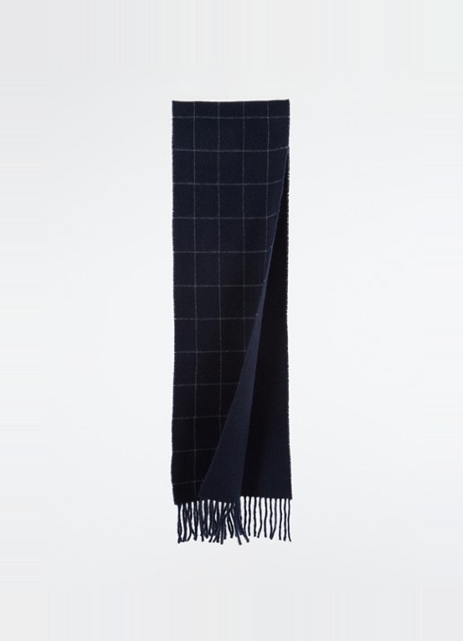 Ralph Lauren Reversible sjaal in wolblend 168 x 25 cm - detail 2 donkerblauw
