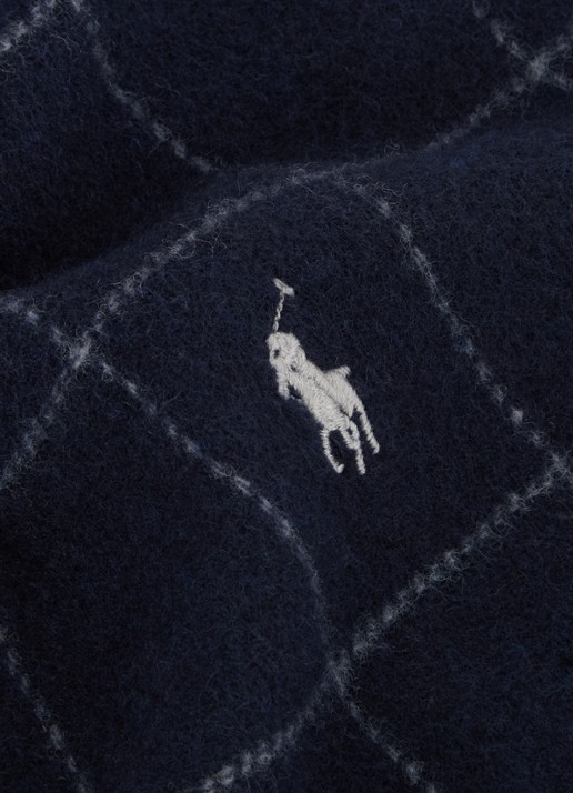 Ralph Lauren Reversible sjaal in wolblend 168 x 25 cm - detail 3 donkerblauw