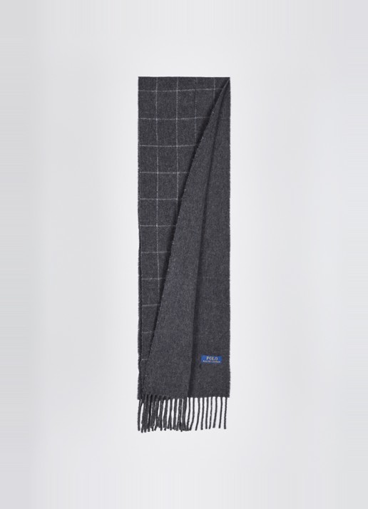 Ralph Lauren Reversible sjaal in wolblend 168 x 25 cm - detail 2 antraciet