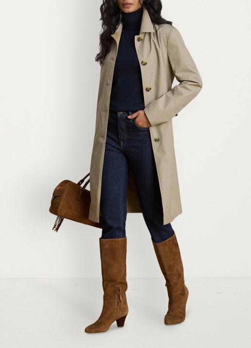 Ralph Lauren Reversible trenchcoat met ruitdessin - voorkant 2 brown mini check / beige