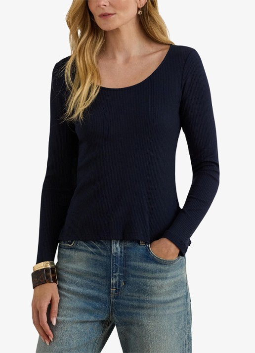 Ralph Lauren Ribgebreid longsleeve met ronde hals