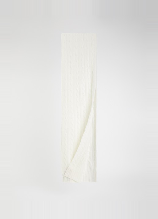 Ralph Lauren Ribgebreide sjaal in kasjmierblend 183 x 27 cm - detail 2 creme