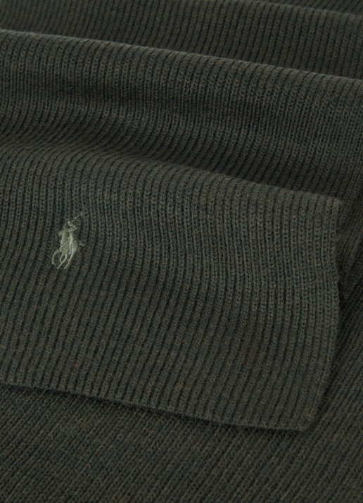 Ralph Lauren Ribgebreide sjaal van wol 180 x 25 cm - detail bronsgroen